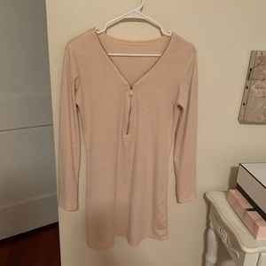 Beige longed sleeve tunic or mini dress